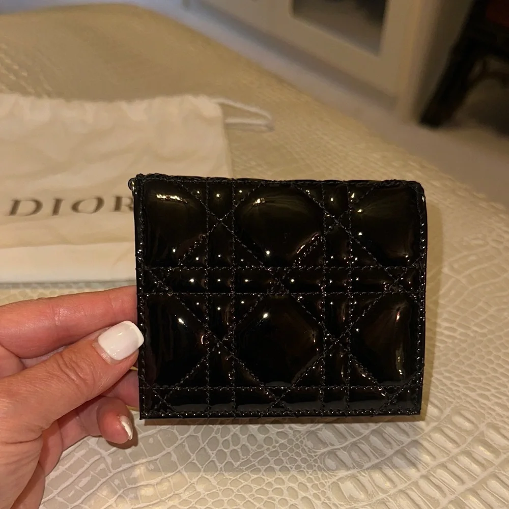 Dior Shiny Black Quilted Wallet